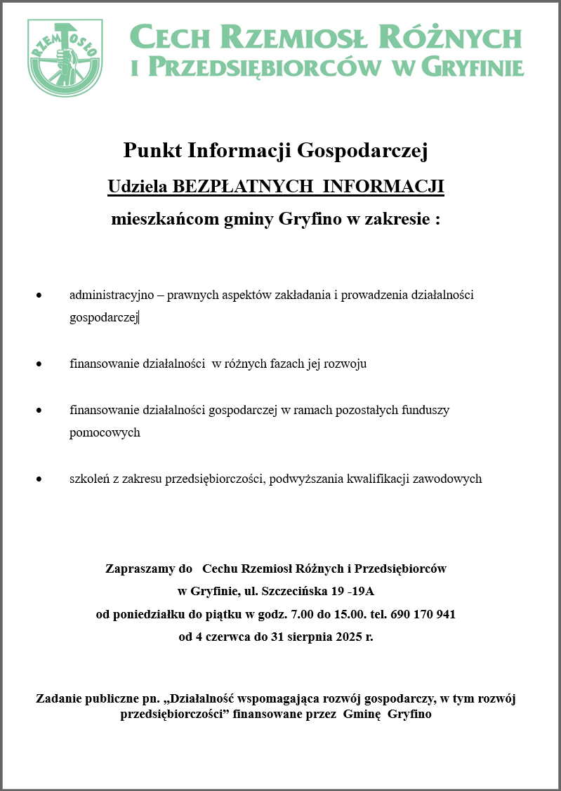 Plakat wdg - Punkt Informacji Gospodsrczej